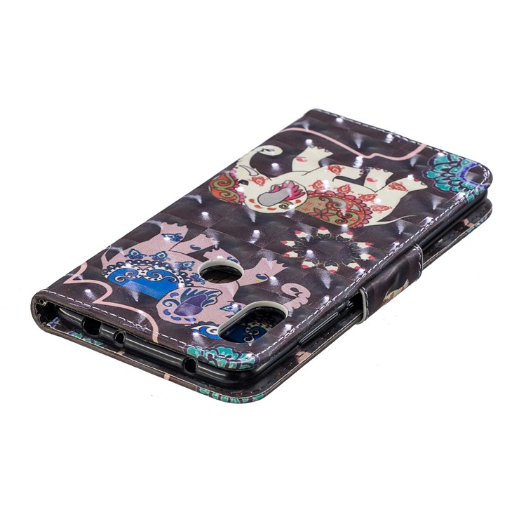 Pattern Printing Wallet Stand Leather Cover for Xiaomi Redmi Note 6 Pro - Elephant-5