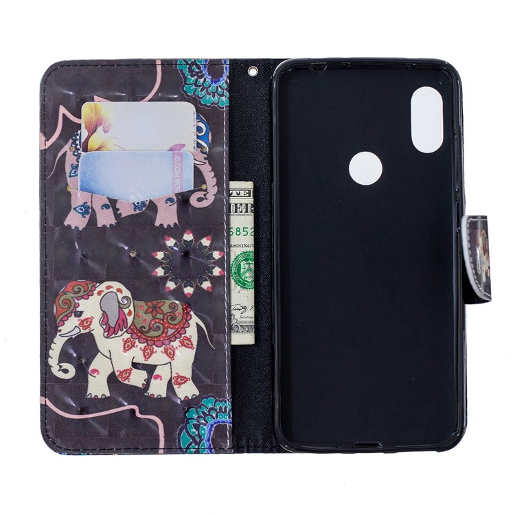 Pattern Printing Wallet Stand Leather Cover for Xiaomi Redmi Note 6 Pro - Elephant-6