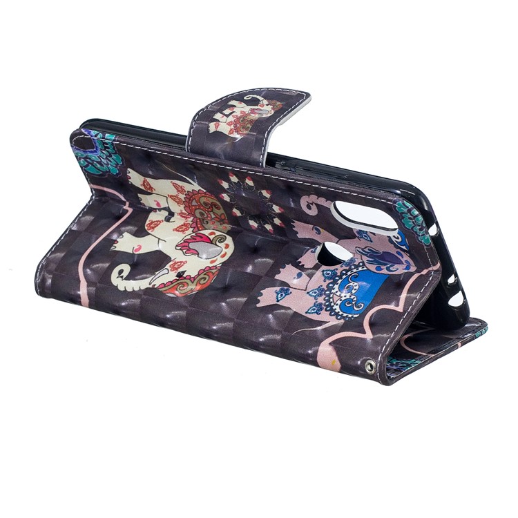 Pattern Printing Wallet Stand Leather Cover for Xiaomi Redmi Note 6 Pro - Elephant-7