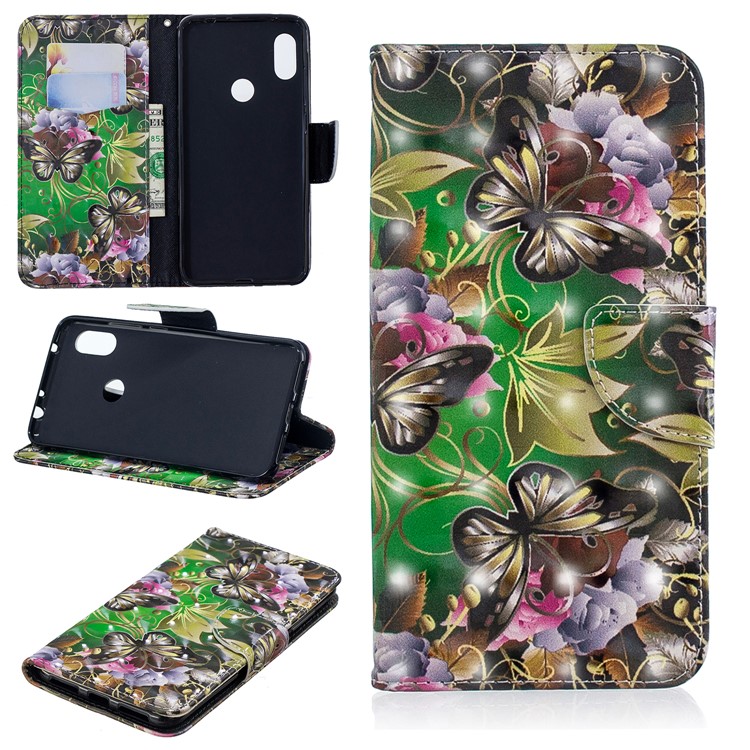 Pattern Printing PU Leather Protection Phone Shell for Xiaomi Redmi Note 6 Pro - Butterfly and Flower-1