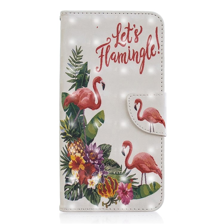 Pattern Printing Card Holder Leather Cellphone Case for Xiaomi Redmi Note 6 Pro - Flamingo-2