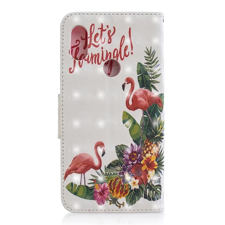 Pattern Printing Card Holder Leather Cellphone Case for Xiaomi Redmi Note 6 Pro - Flamingo-3