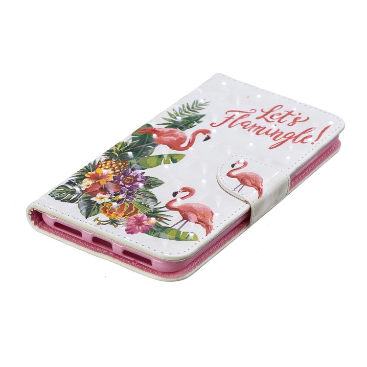 Pattern Printing Card Holder Leather Cellphone Case for Xiaomi Redmi Note 6 Pro - Flamingo-4