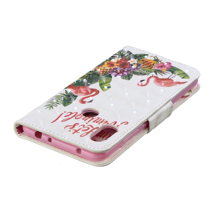 Pattern Printing Card Holder Leather Cellphone Case for Xiaomi Redmi Note 6 Pro - Flamingo-5