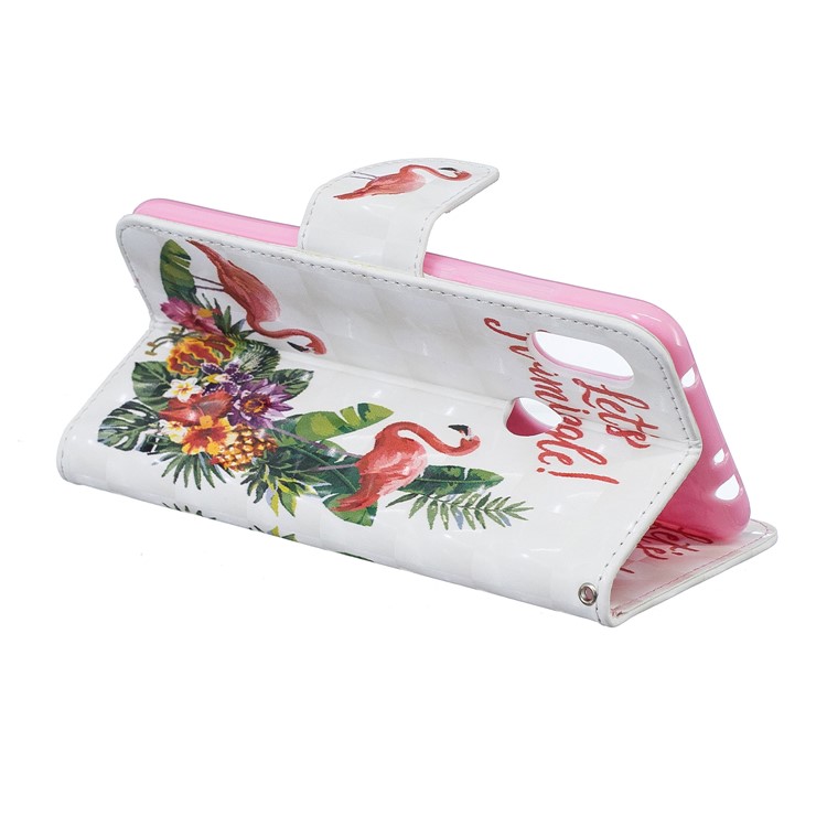 Pattern Printing Card Holder Leather Cellphone Case for Xiaomi Redmi Note 6 Pro - Flamingo-7
