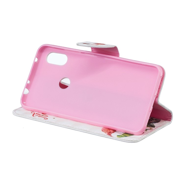 Pattern Printing Card Holder Leather Cellphone Case for Xiaomi Redmi Note 6 Pro - Flamingo-8