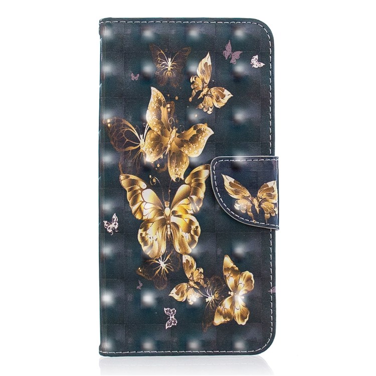 Pattern Printing PU Leather Cellphone Shell with Card Slots for Xiaomi Redmi Note 6 Pro - Gold Butterfly-2