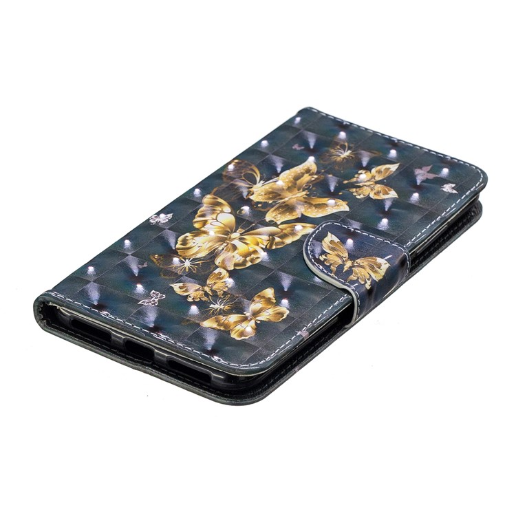 Pattern Printing PU Leather Cellphone Shell with Card Slots for Xiaomi Redmi Note 6 Pro - Gold Butterfly-4