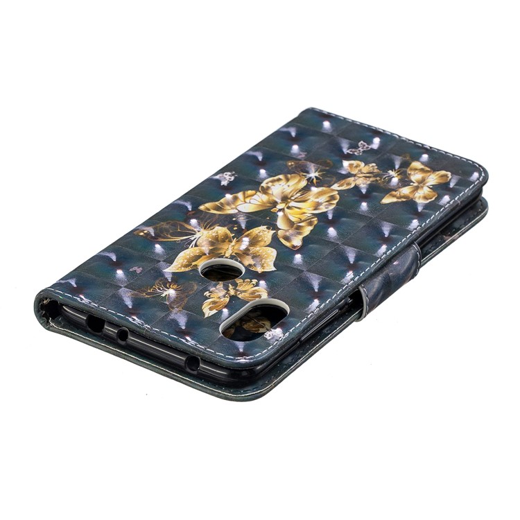 Pattern Printing PU Leather Cellphone Shell with Card Slots for Xiaomi Redmi Note 6 Pro - Gold Butterfly-5