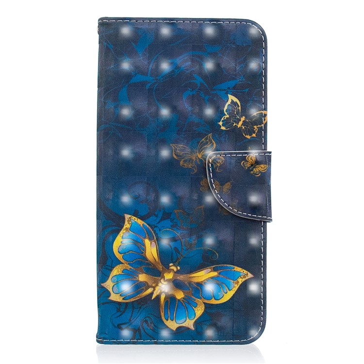 Pattern Printing Leather Case Cover with Card Slots for Xiaomi Redmi Note 6 Pro - Gold and Blue Butterfly-2