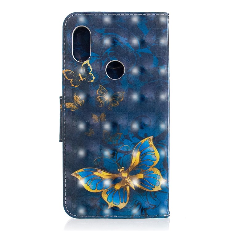 Pattern Printing Leather Case Cover with Card Slots for Xiaomi Redmi Note 6 Pro - Gold and Blue Butterfly-3
