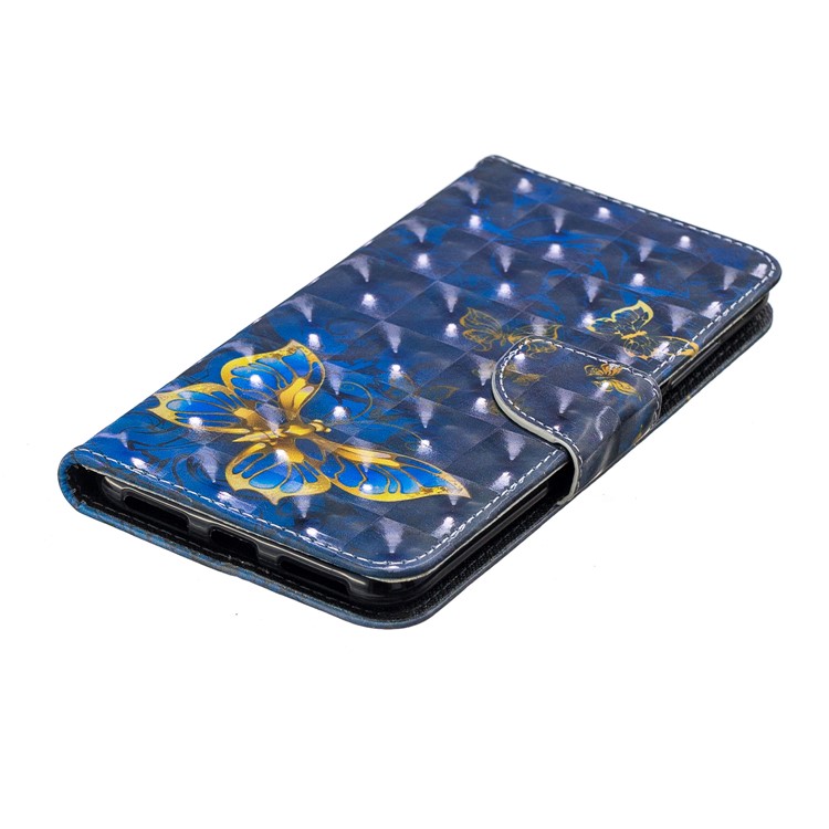 Pattern Printing Leather Case Cover with Card Slots for Xiaomi Redmi Note 6 Pro - Gold and Blue Butterfly-4