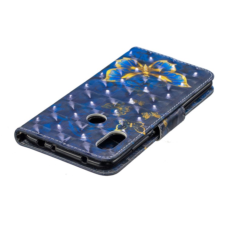 Pattern Printing Leather Case Cover with Card Slots for Xiaomi Redmi Note 6 Pro - Gold and Blue Butterfly-5