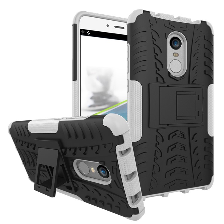 Anti-slip PC + TPU Hybrid Shell Case with Kickstand for Xiaomi Redmi Note 4 - White-1