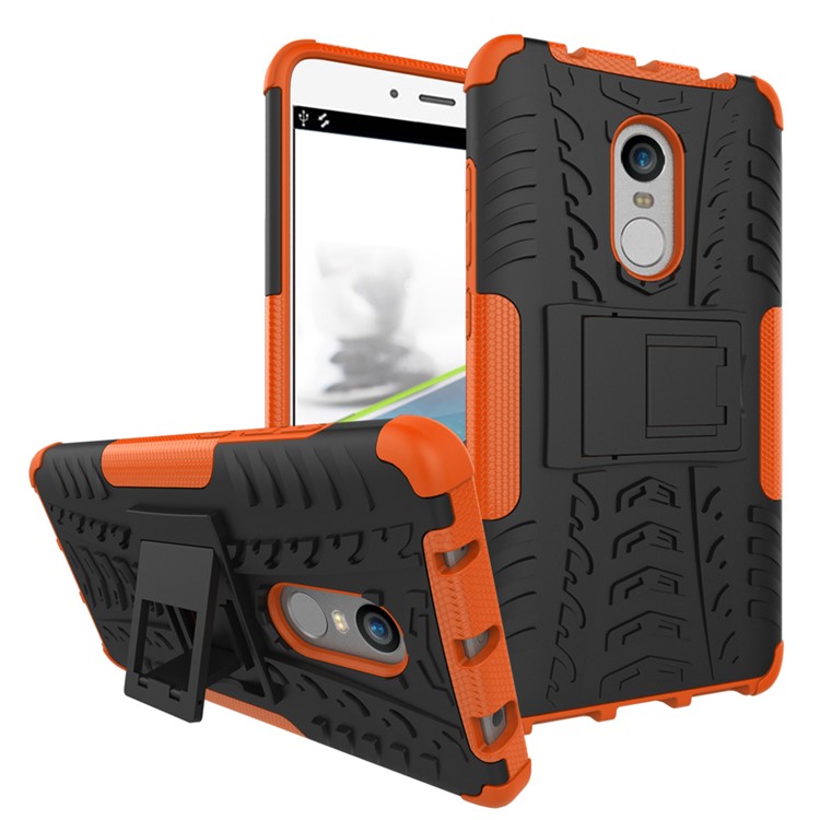 Anti-slip PC + TPU Hybrid Phone Case with Kickstand for Xiaomi Redmi Note 4 - Orange-1