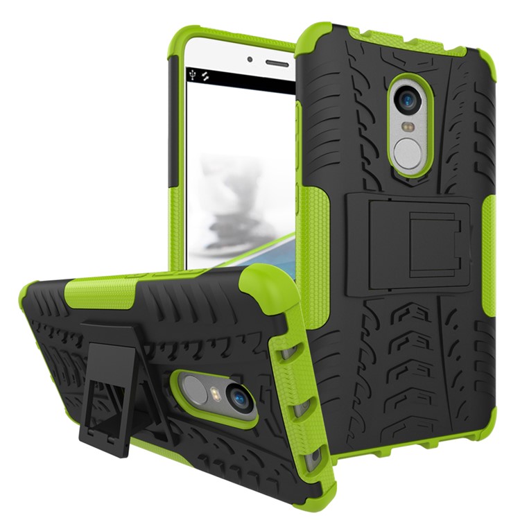 Anti-slip PC + TPU Combo Case with Kickstand for Xiaomi Redmi Note 4 - Green-1