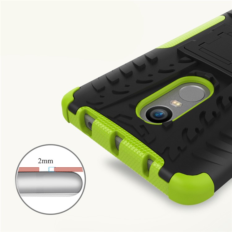Anti-slip PC + TPU Combo Case with Kickstand for Xiaomi Redmi Note 4 - Green-3