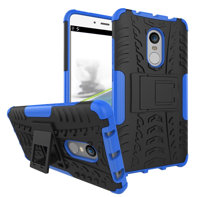 Anti-slip PC + TPU Hybrid Protective Case with Kickstand for Xiaomi Redmi Note 4 - Blue-1