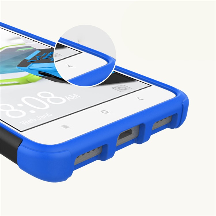 Anti-slip PC + TPU Hybrid Protective Case with Kickstand for Xiaomi Redmi Note 4 - Blue-3