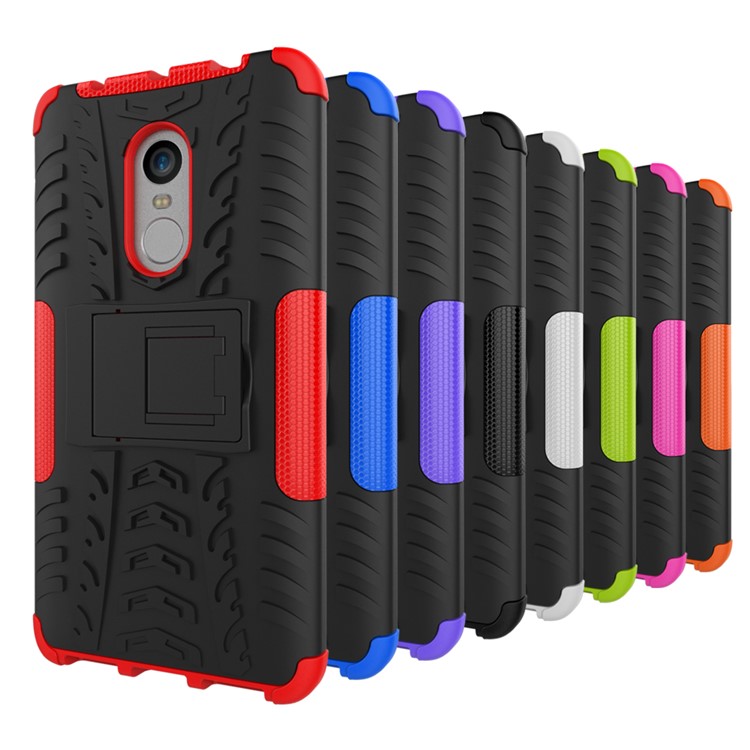 Anti-slip PC + TPU Hybrid Protective Case with Kickstand for Xiaomi Redmi Note 4 - Blue-5
