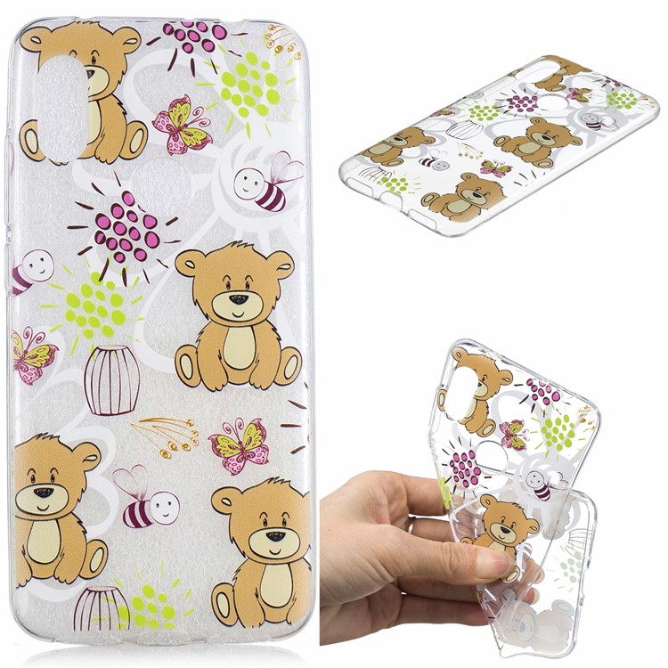 For Xiaomi Redmi Note 6 Pro Pattern Printing IMD TPU Protection Phone Cover - Brown Bears-1