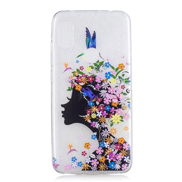 For Xiaomi Redmi Note 6 Pro Pattern Printing IMD TPU Protection Phone Shell - Flowered Girl-2