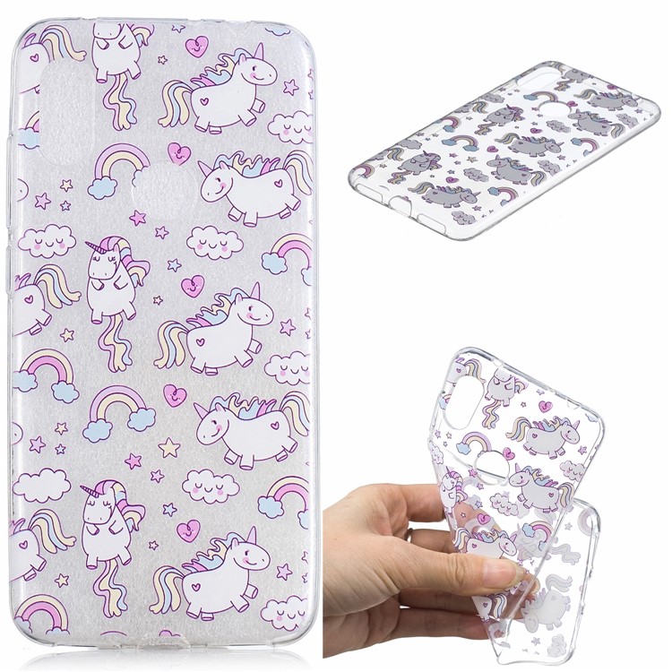 For Xiaomi Redmi Note 6 Pro Pattern Printing IMD TPU Cell Phone Shell - Lovely Unicorns-1
