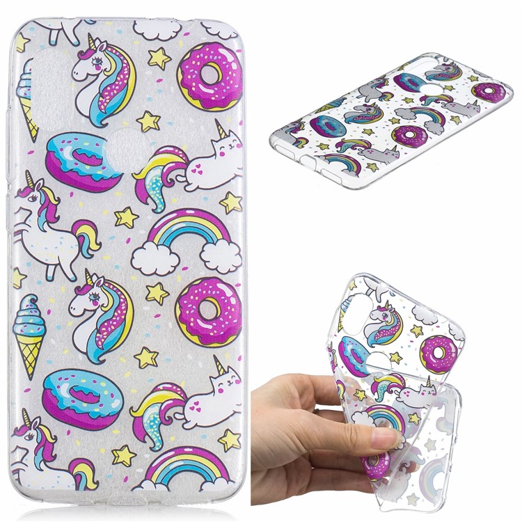 For Xiaomi Redmi Note 6 Pro Pattern Printing IMD TPU Soft Cover - Doughnuts and Unicorns-1
