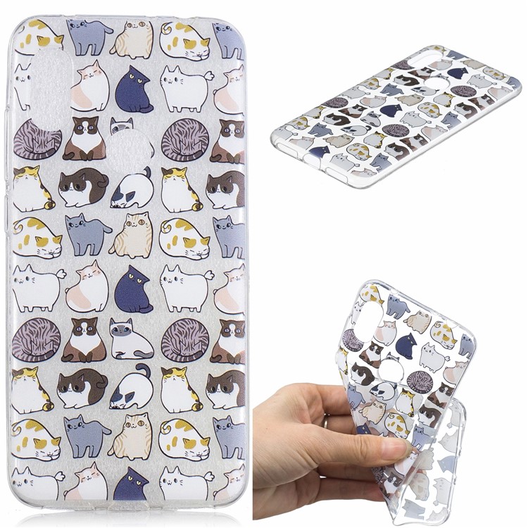 For Xiaomi Redmi Note 6 Pro Pattern Printing IMD TPU Back Shell - Cats Pattern-1