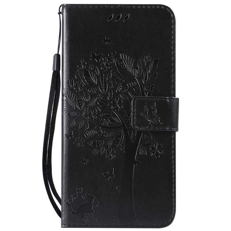 Imprint Cat and Tree PU Leather Flip Case for Xiaomi Redmi Note 6 Pro - Black-2