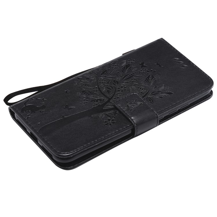 Imprint Cat and Tree PU Leather Flip Case for Xiaomi Redmi Note 6 Pro - Black-5