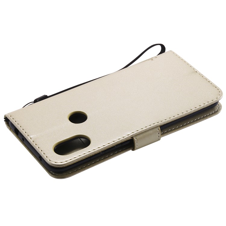 Imprint Cat and Tree Card Holder Leather Cell Phone Case for Xiaomi Redmi Note 6 Pro - Gold-6