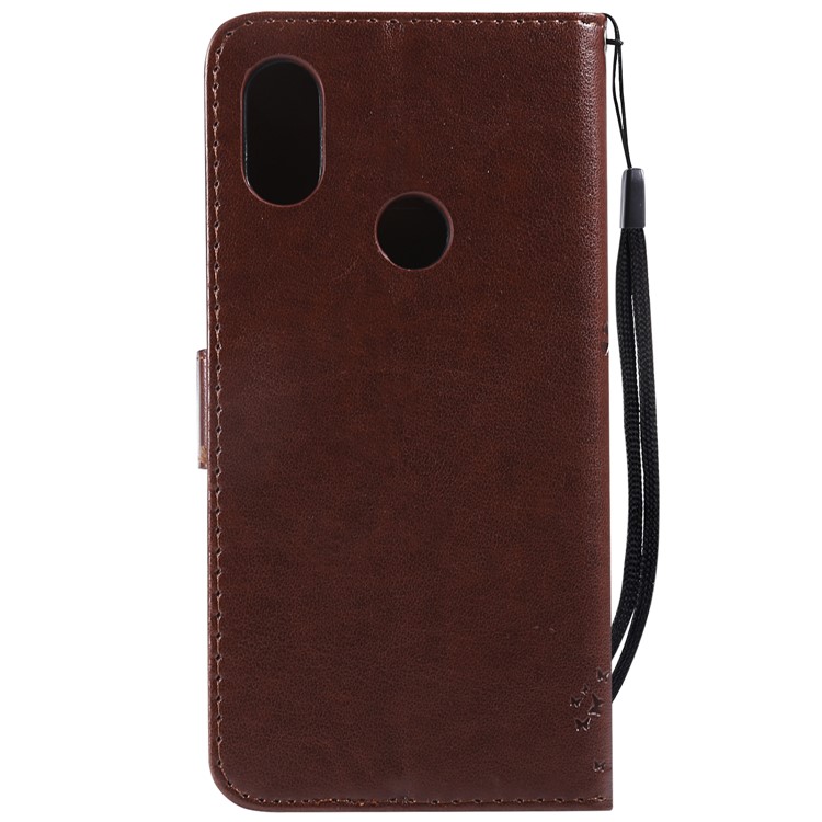 Imprint Cat and Tree PU Leather Folio Flip Mobile Shell for Xiaomi Redmi Note 6 Pro - Brown-3