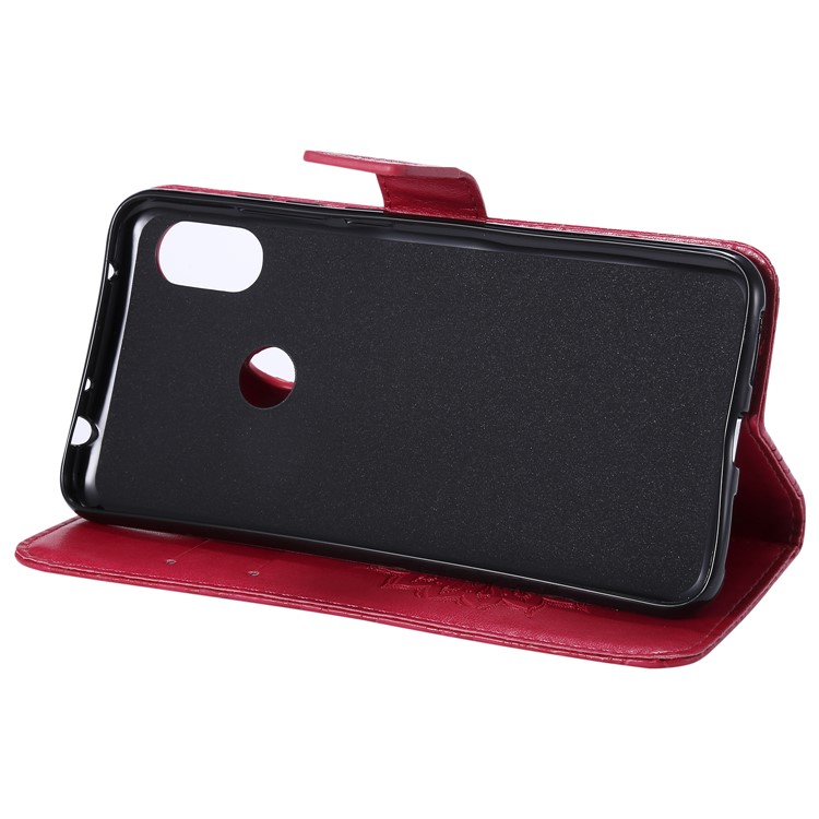 Imprint Sunflower Wallet Leather Stand Cover for Xiaomi Redmi Note 6 Pro - Red-8