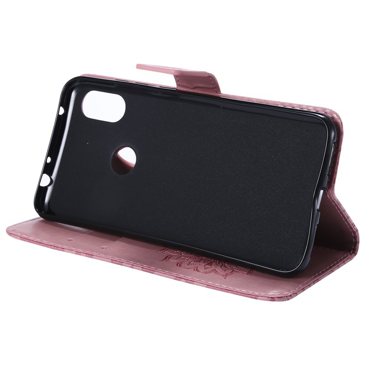 Imprint Sunflower Leather Wallet Case for Xiaomi Redmi Note 6 Pro - Pink-8