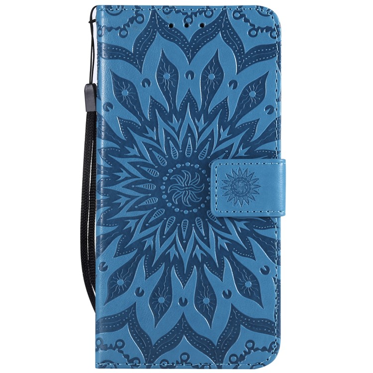 Imprint Sunflower Wallet Leather Shell Case for Xiaomi Redmi Note 6 Pro - Blue-2