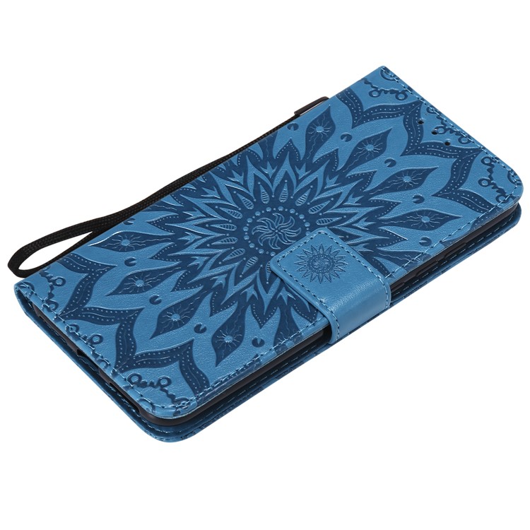 Imprint Sunflower Wallet Leather Shell Case for Xiaomi Redmi Note 6 Pro - Blue-5