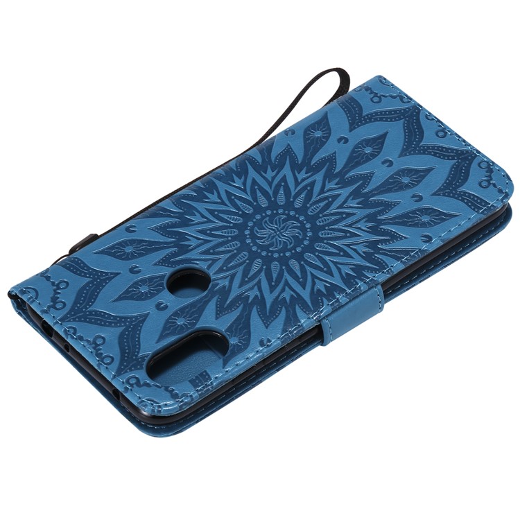 Imprint Sunflower Wallet Leather Shell Case for Xiaomi Redmi Note 6 Pro - Blue-6