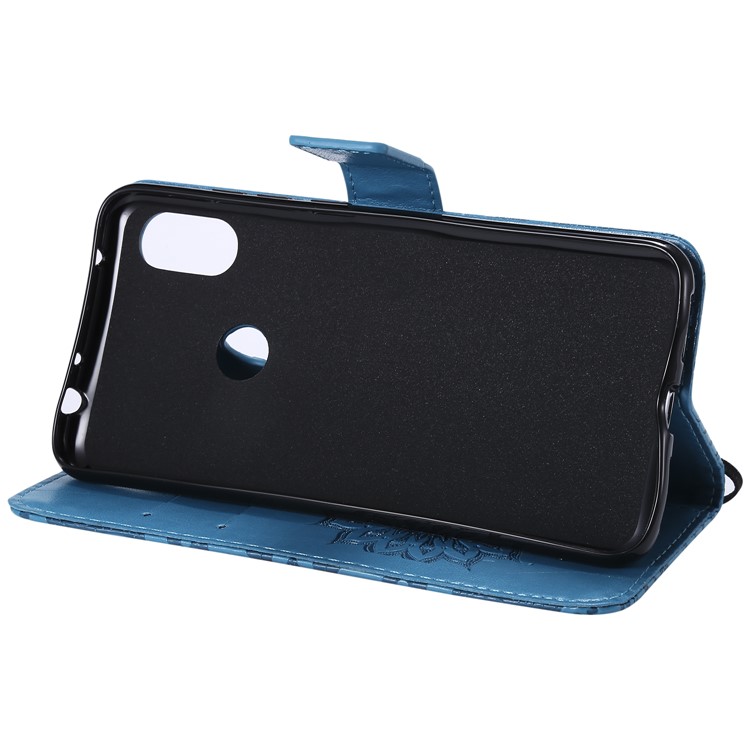 Imprint Sunflower Wallet Leather Shell Case for Xiaomi Redmi Note 6 Pro - Blue-8