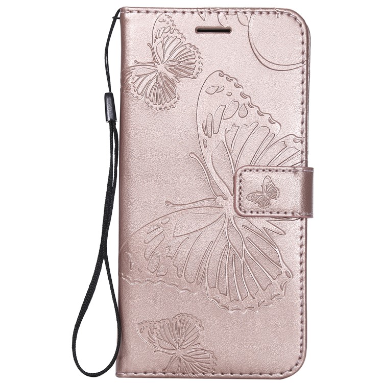 Imprint Butterfly Leather Wallet Case Cover for Xiaomi Redmi Note 6 Pro - Rose Gold-2