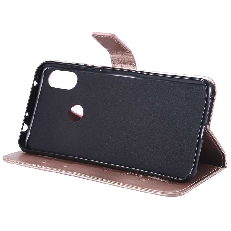 Imprint Butterfly Leather Wallet Case Cover for Xiaomi Redmi Note 6 Pro - Rose Gold-6