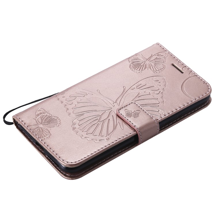 Imprint Butterfly Leather Wallet Case Cover for Xiaomi Redmi Note 6 Pro - Rose Gold-7