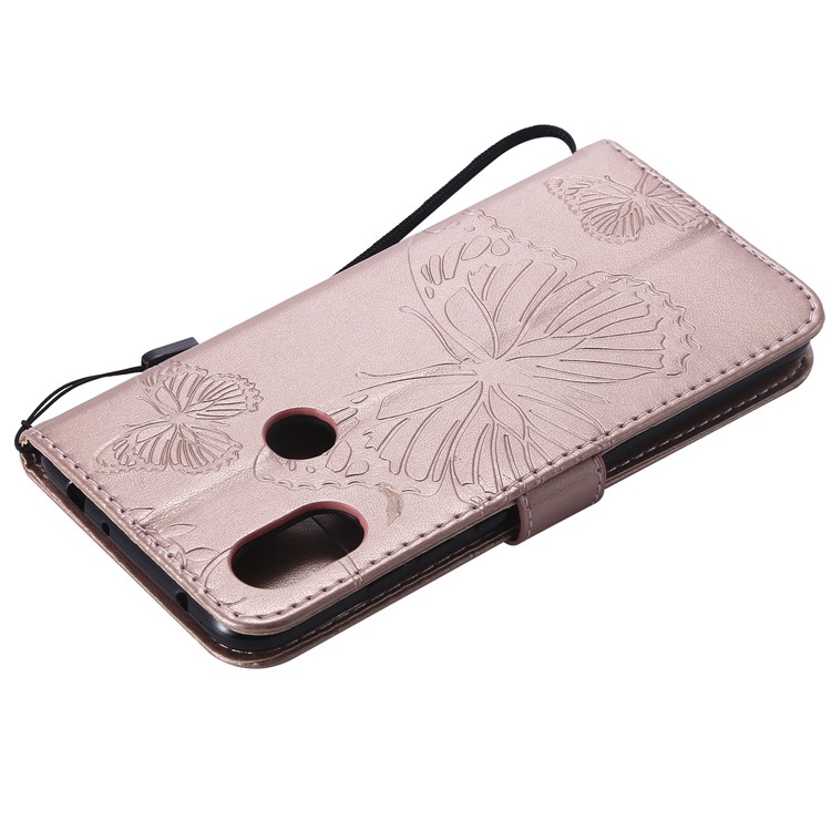 Imprint Butterfly Leather Wallet Case Cover for Xiaomi Redmi Note 6 Pro - Rose Gold-8