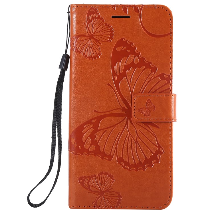 Imprint Butterfly Leather Wallet Phone Case for Xiaomi Redmi Note 6 Pro - Orange-2