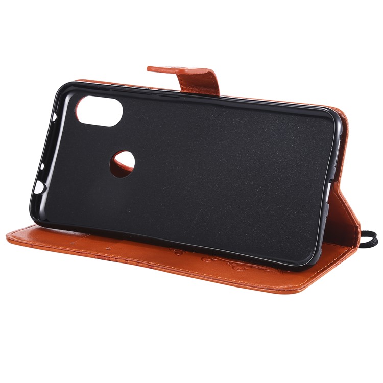 Imprint Butterfly Leather Wallet Phone Case for Xiaomi Redmi Note 6 Pro - Orange-6