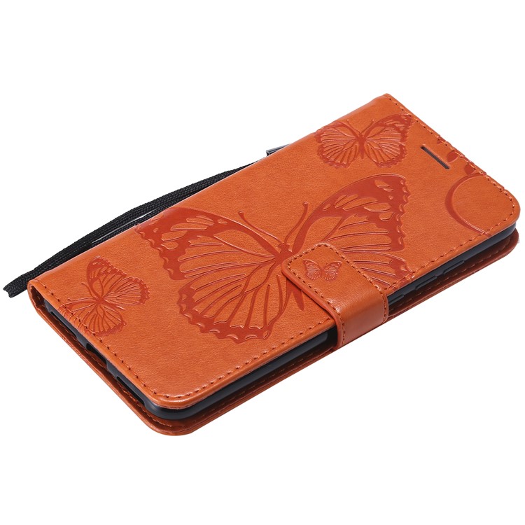 Imprint Butterfly Leather Wallet Phone Case for Xiaomi Redmi Note 6 Pro - Orange-7