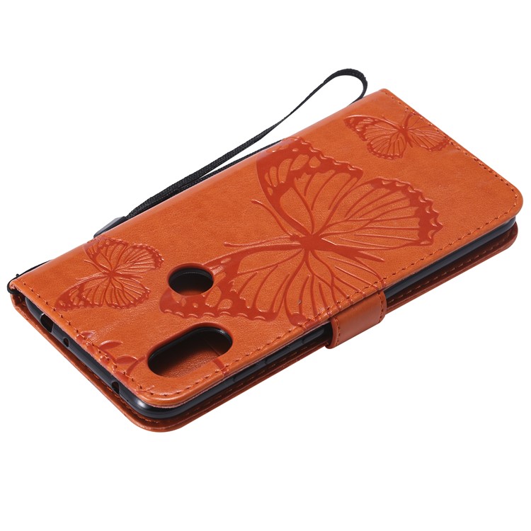 Imprint Butterfly Leather Wallet Phone Case for Xiaomi Redmi Note 6 Pro - Orange-8