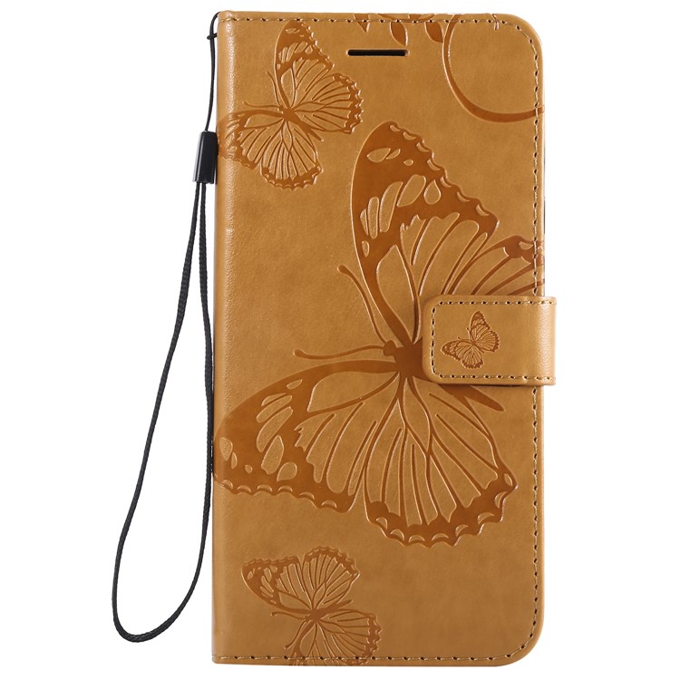 Imprint Butterfly Magnetic Leather Wallet Case for Xiaomi Redmi Note 6 Pro - Brown-2