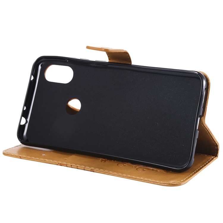 Imprint Butterfly Magnetic Leather Wallet Case for Xiaomi Redmi Note 6 Pro - Brown-6