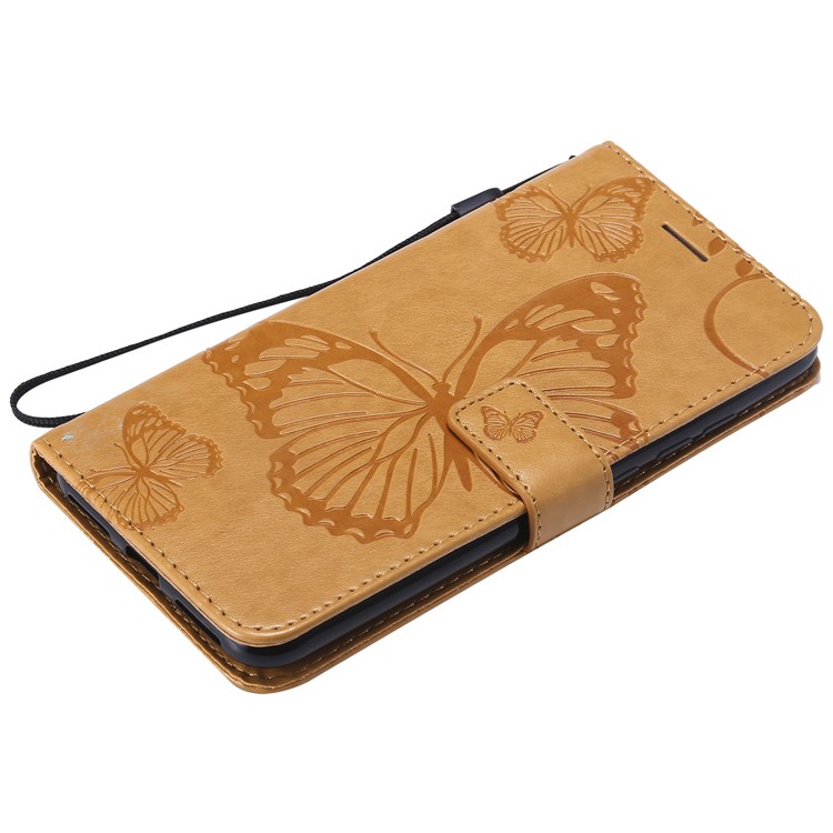 Imprint Butterfly Magnetic Leather Wallet Case for Xiaomi Redmi Note 6 Pro - Brown-7